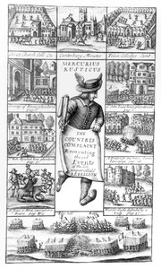 1685年に出版された「メルクリウスルスティカス」からの比類のない反乱の悲しい出来事を語る国の不満